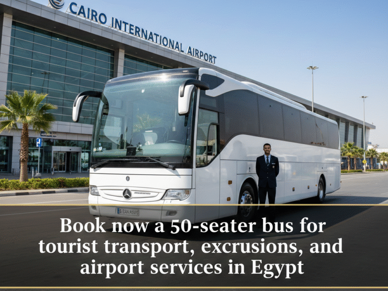 كيفية حجز: ايجار اتوبيس مرسيدس 50 فرد موديل 2025 مع سائق لخدمة ليموزين المطار والنقل السياحي!