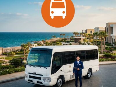 Mercedes Chauffeur Service Egypt | Toyota Coaster 21 Seater Rental for Marassi North Coast