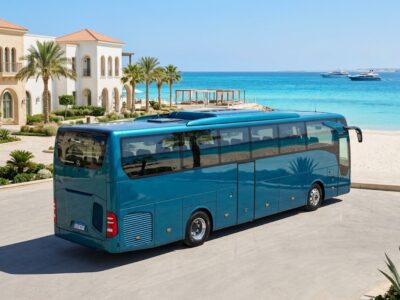 Mercedes 50-Seater Bus Rental for a Same-Day Round Trip from Cairo to New Alamein Turquoise Beach