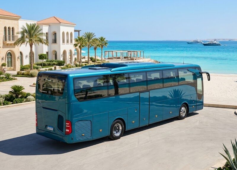 Mercedes 50-Seater Bus Rental for a Same-Day Round Trip from Cairo to New Alamein Turquoise Beach