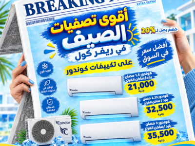 لو مأجل شراء التكييف لحد دلوقتي، متأجلش أكتر. تصفيات الصيف في ريفر كول مستمرة وخصومات تصل إلى 20%
