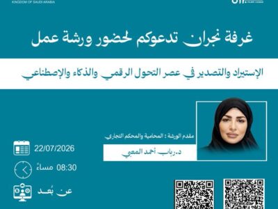 ورشة عمل الاستيراد والتصدير في عصر التحول الرقمي والذكاء الاصطناعي .. ‏المحامية د. رباب المعبي